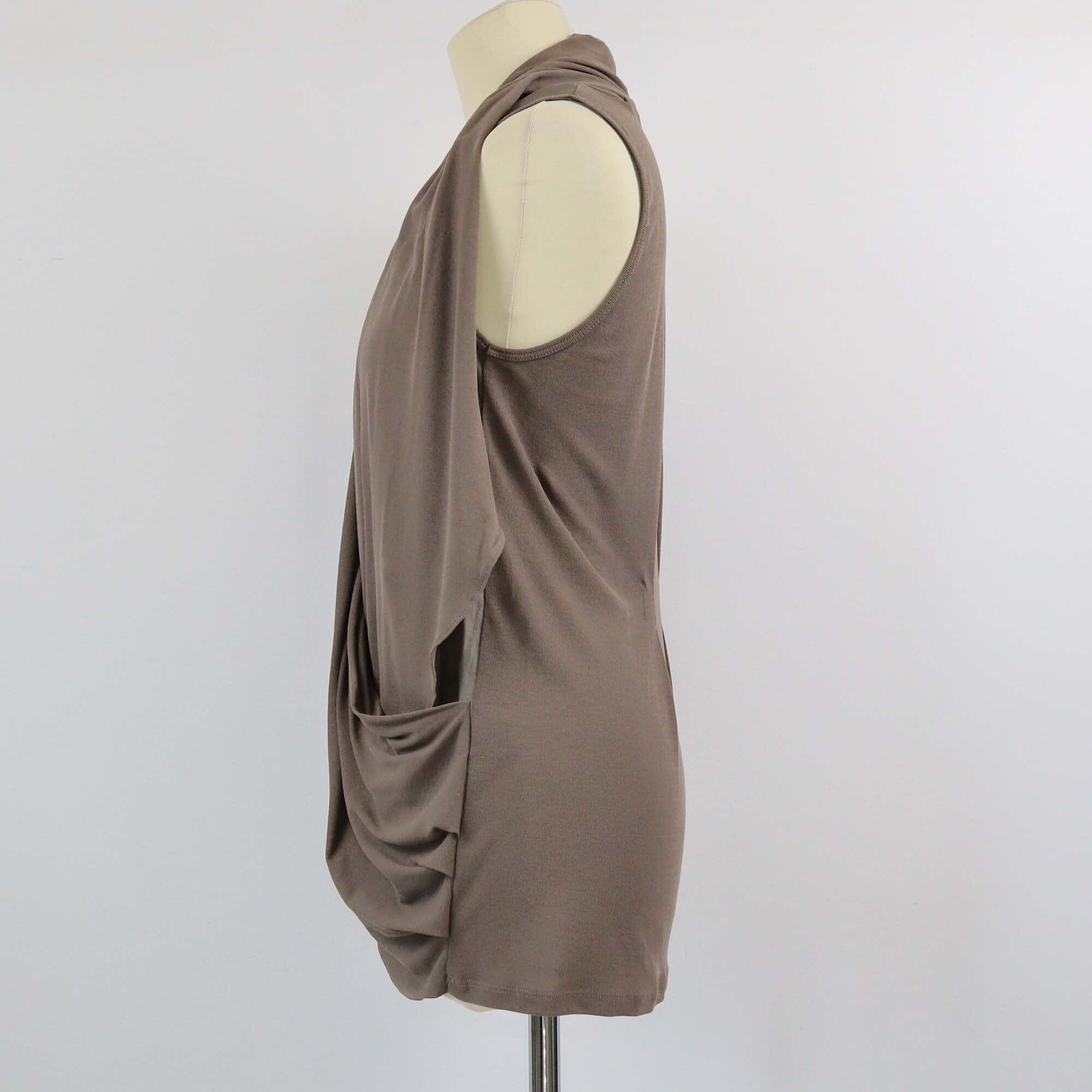 Brunello Cucinelli Brown Draped Sleeveless Top Womens Brunello Cucinelli 