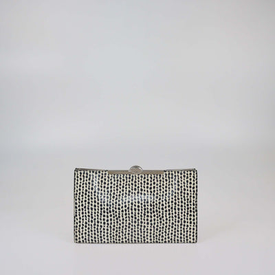Christian Dior Black/White Animal Print Snakeskin Clutch Womens Christian Dior 