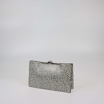 Christian Dior Black/White Animal Print Snakeskin Clutch Womens Christian Dior 