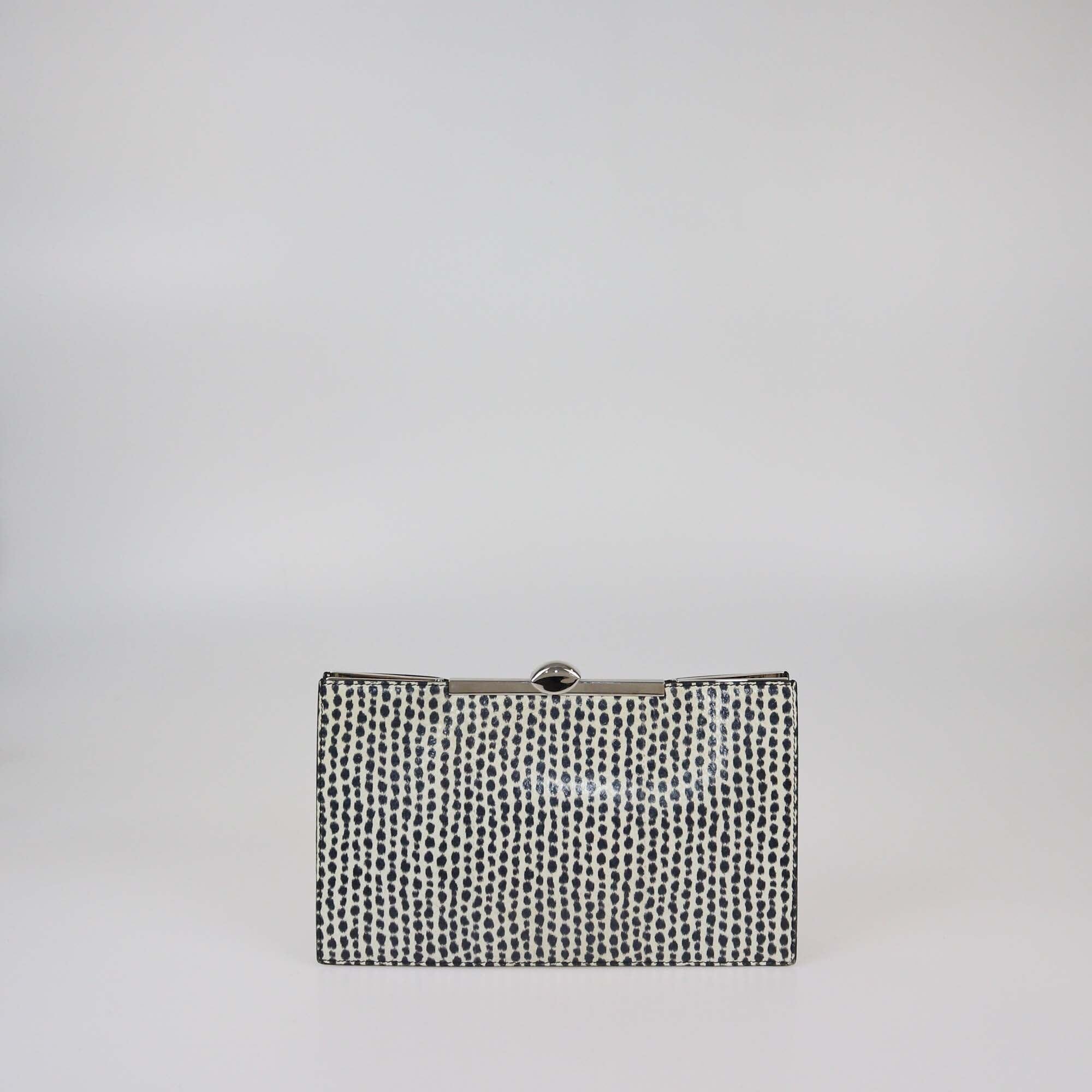 Christian Dior Black/White Animal Print Snakeskin Clutch Womens Christian Dior 