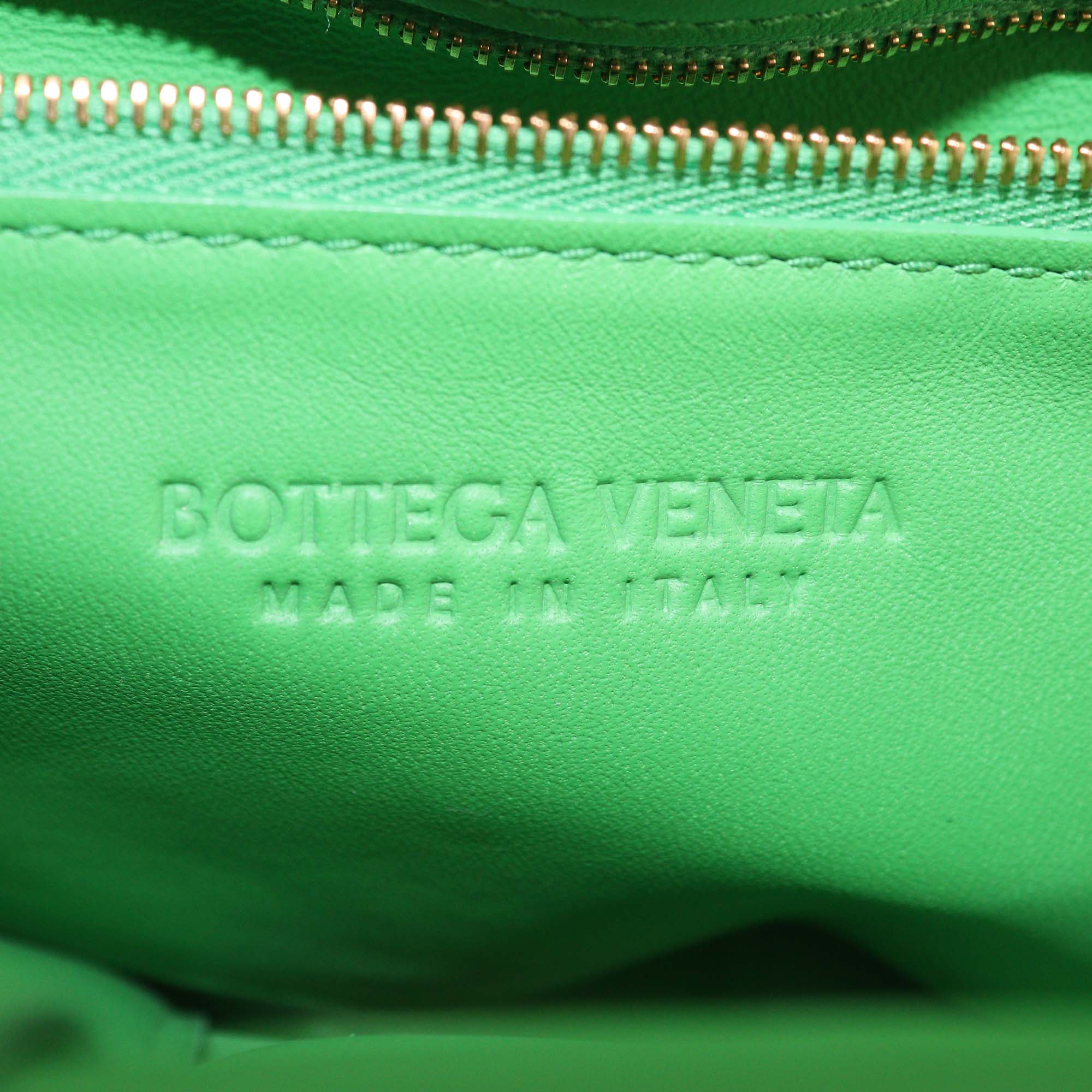 Bottega Veneta Green Intreccio Leather Padded Cassette Chain Bag