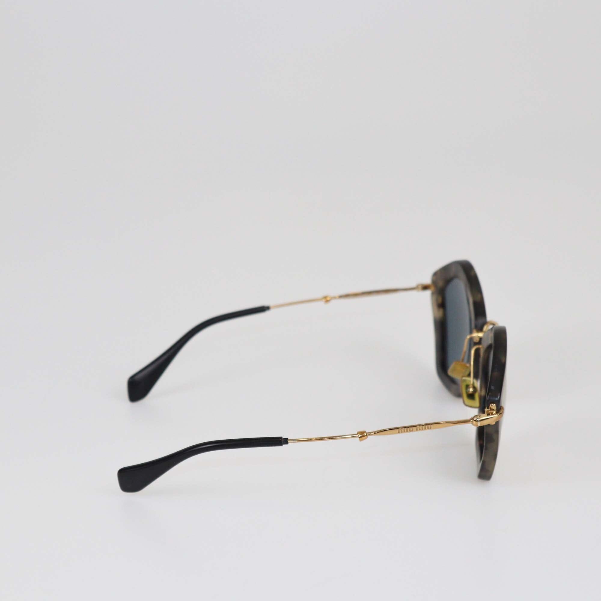 Miu Miu Havana/Gold Mirror Sunglasses Womens Miu Miu 