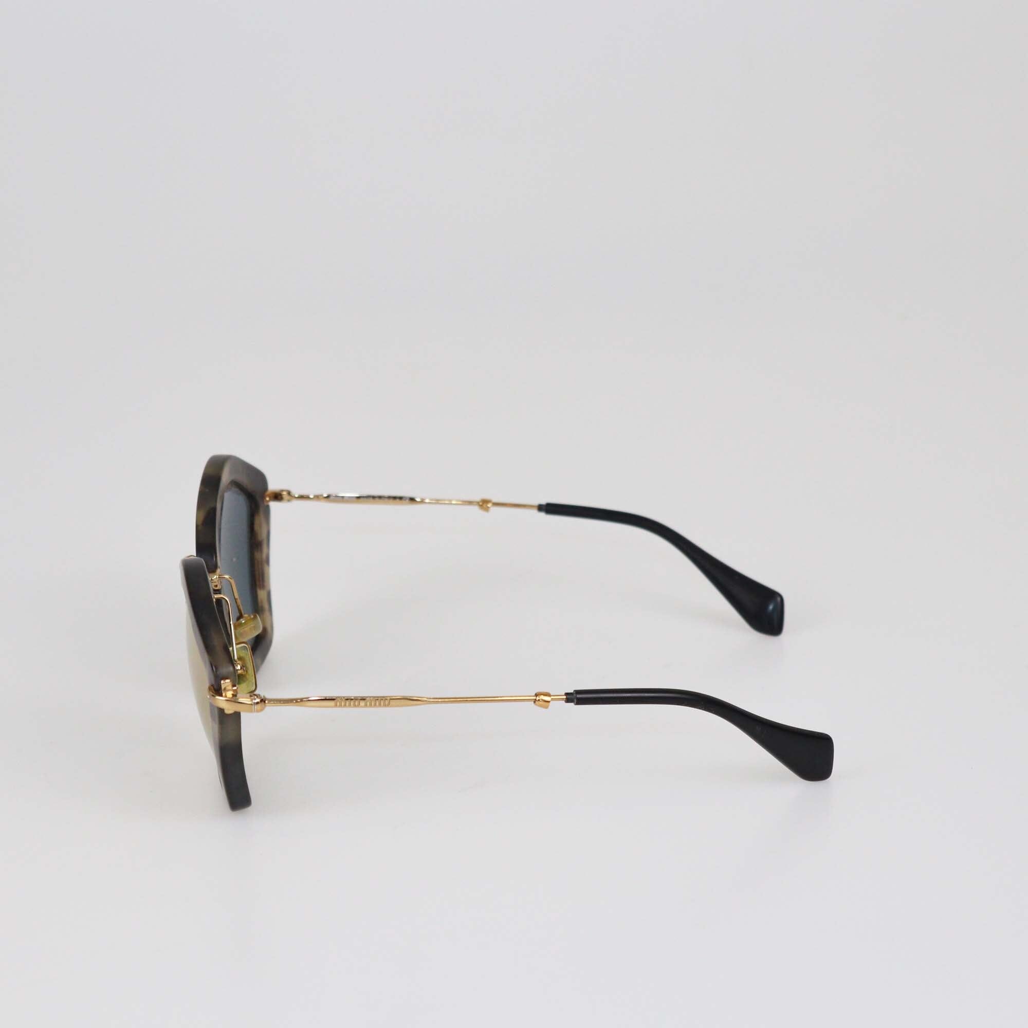 Miu Miu Havana/Gold Mirror Sunglasses Womens Miu Miu 