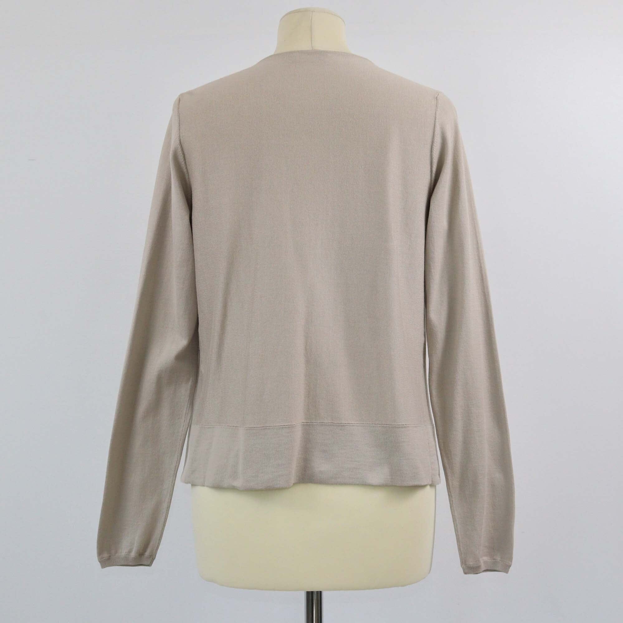 Brunello Cucinelli Beige W/Flower Brooch Knited Longsleeve Cardigan Womens Brunello Cucinelli 