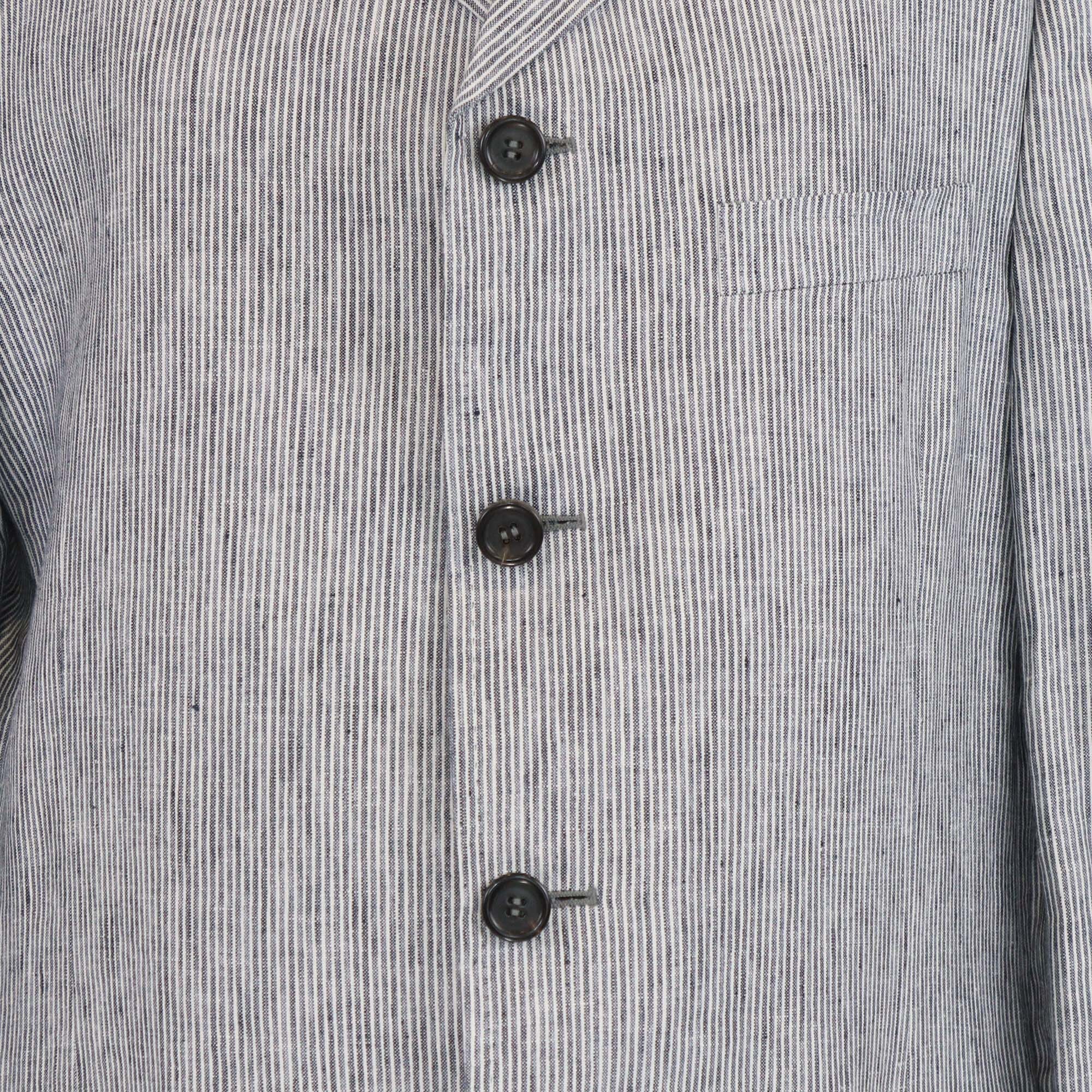 Yves Saint Laurent Blue/White Striped Linen Single Breasted Blazer Mens Yves Saint Laurent 