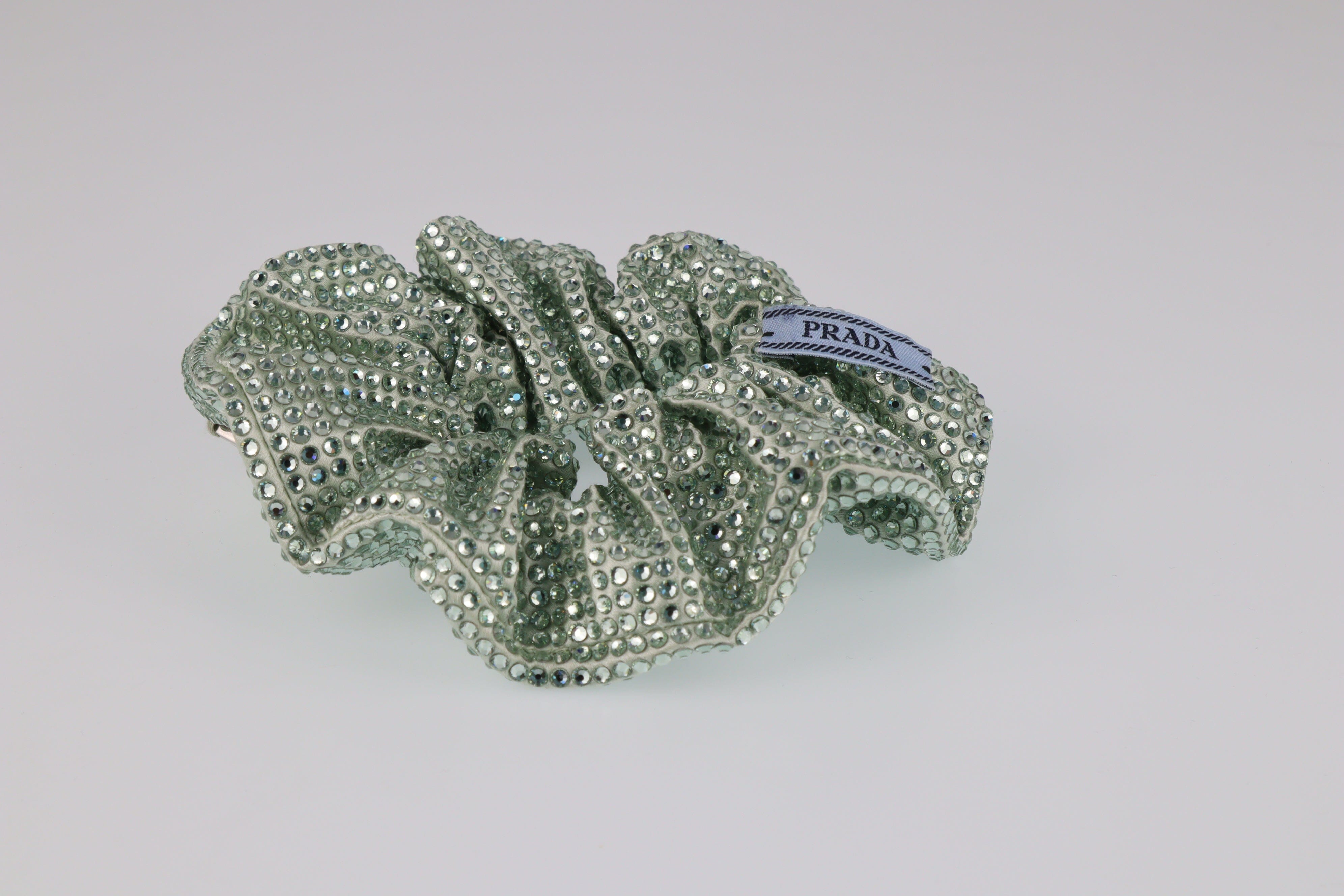 Green Crystal Embellished Scrunchie Bags Prada 