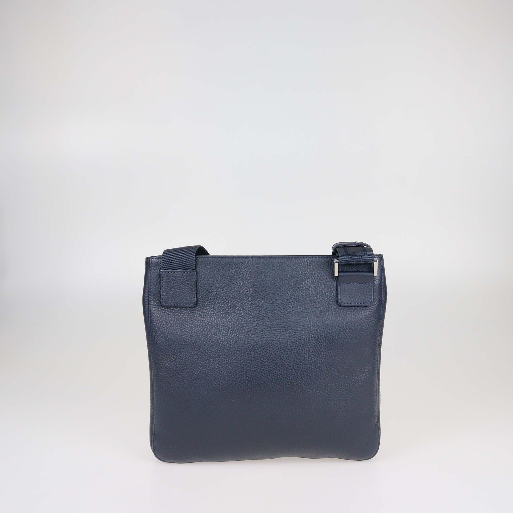 Montblanc Navy Blue Leather Meisterstuck Messenger Bag