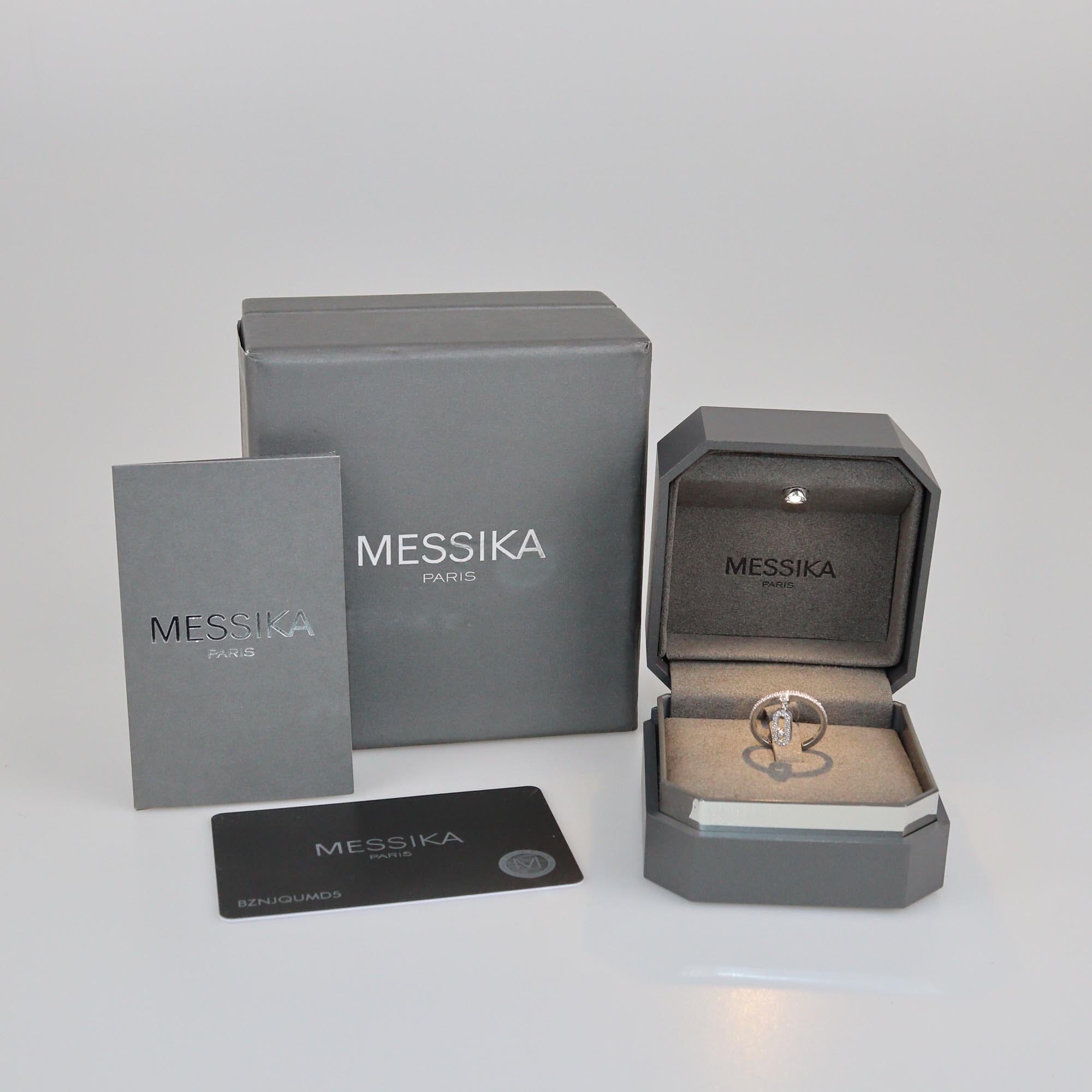 Messika Move Uno Pampille Diamonds 18k White Gold Ring Size 50 Womens Messika 