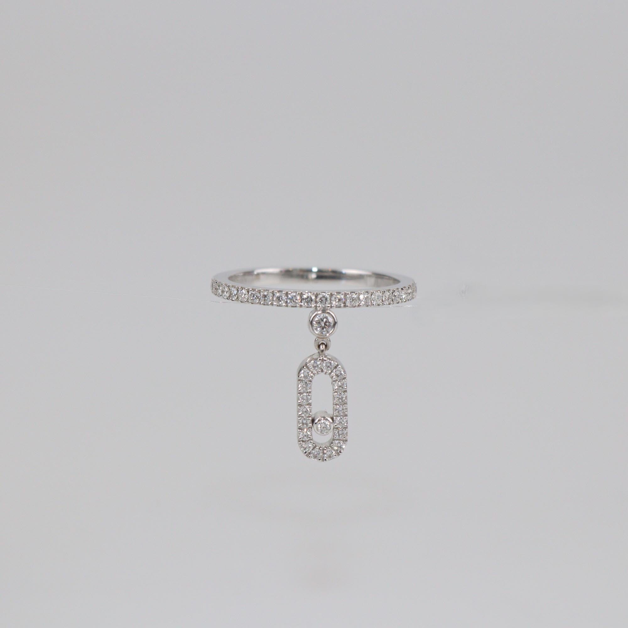 Messika Move Uno Pampille Diamonds 18k White Gold Ring Size 50 Womens Messika 