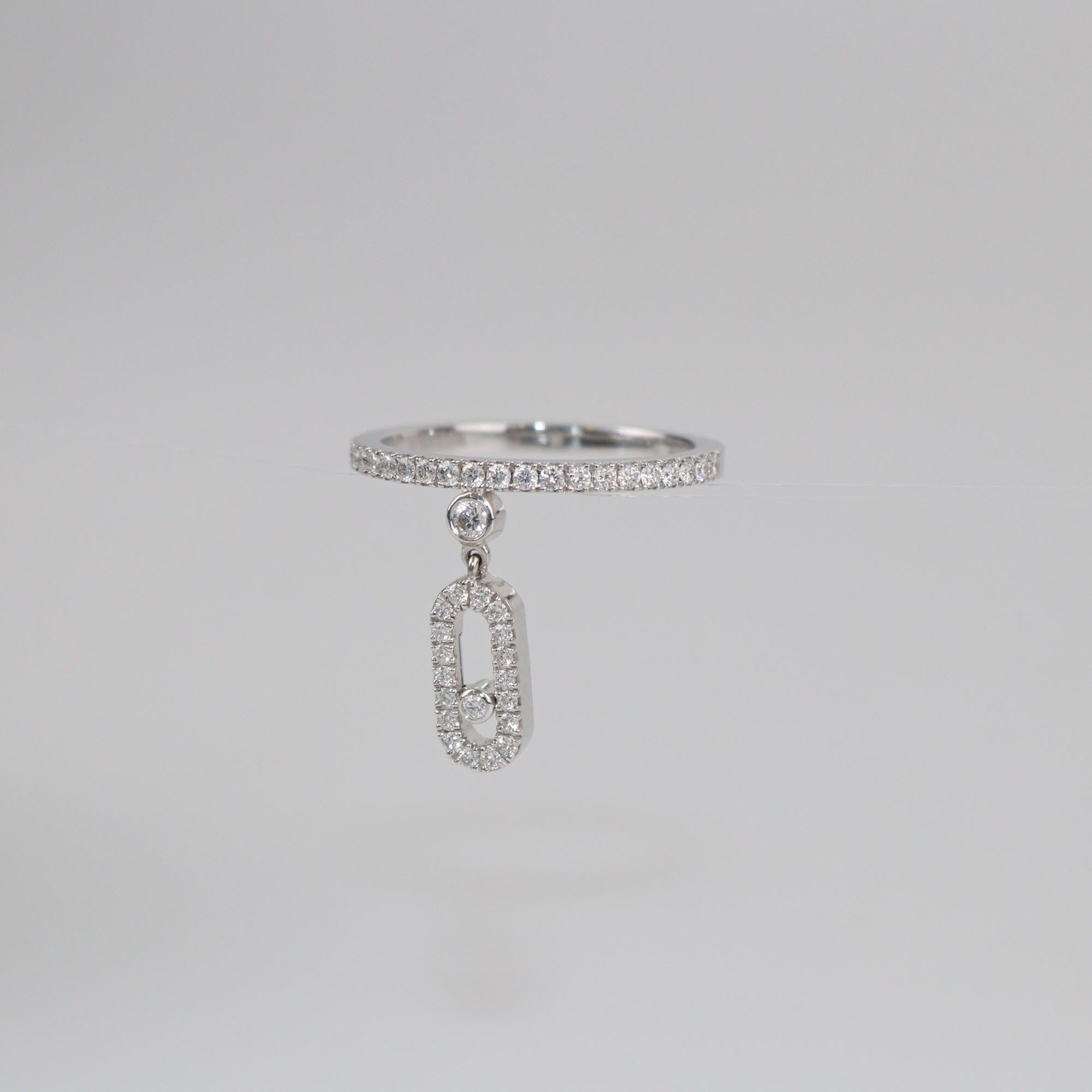 Messika Move Uno Pampille Diamonds 18k White Gold Ring Size 50 Womens Messika 
