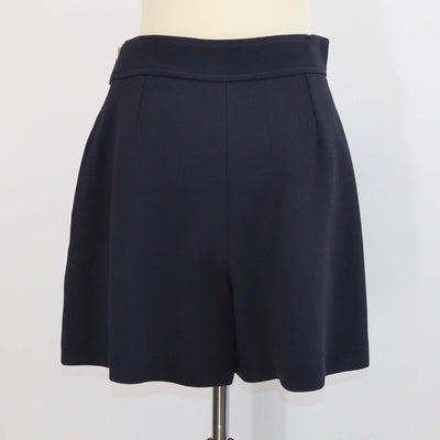 Louis Vuitton Navy Blue Wool with Bow Leather Mini Short