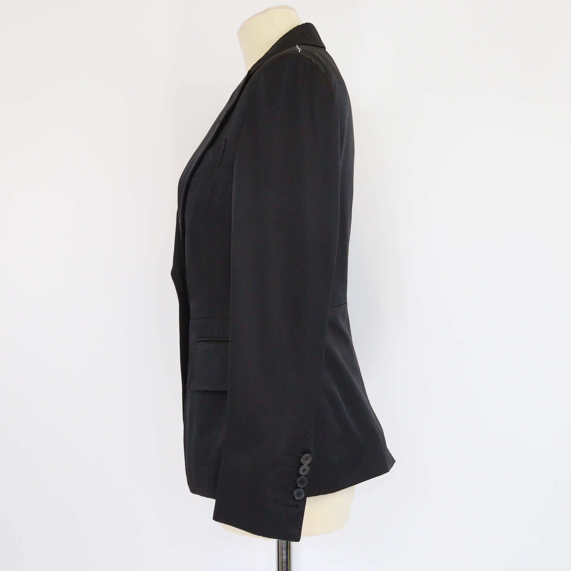 Tom Ford Black Silk & Cotton Single Breasted Blazer Womens Tom Ford 