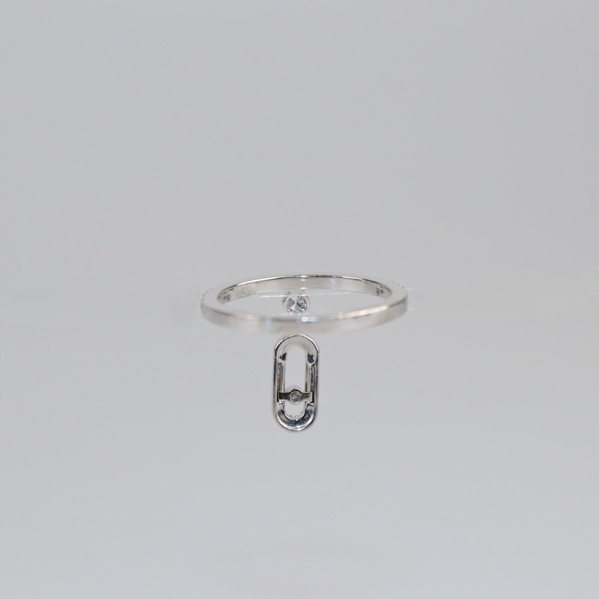 Messika Move Uno Pampille Diamonds 18k White Gold Ring Size 50 Womens Messika 