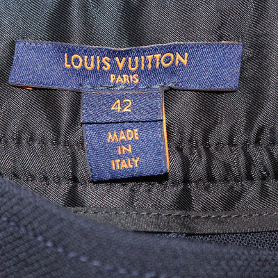 Louis Vuitton Navy Blue Wool with Bow Leather Mini Short