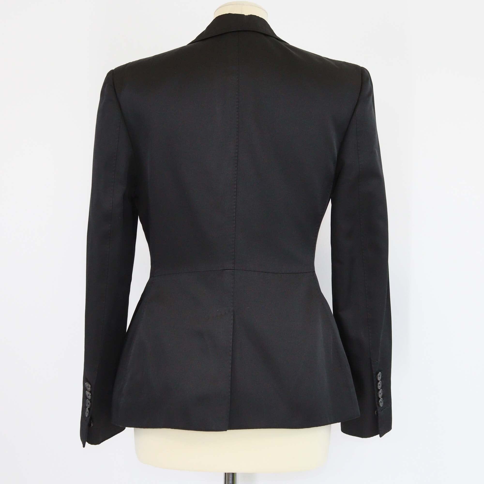 Tom Ford Black Silk & Cotton Single Breasted Blazer Womens Tom Ford 