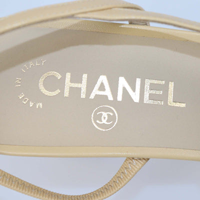 Chanel Beige Leather and Fabric Cap Toe Slingback Pumps