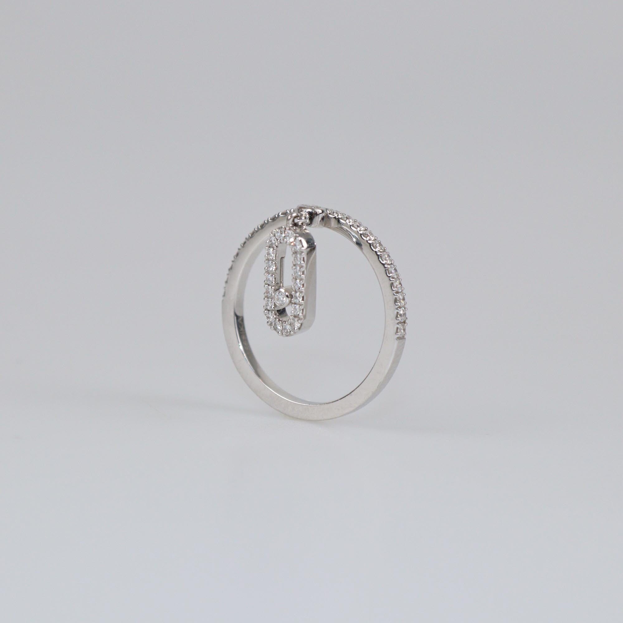 Messika Move Uno Pampille Diamonds 18k White Gold Ring Size 50 Womens Messika 