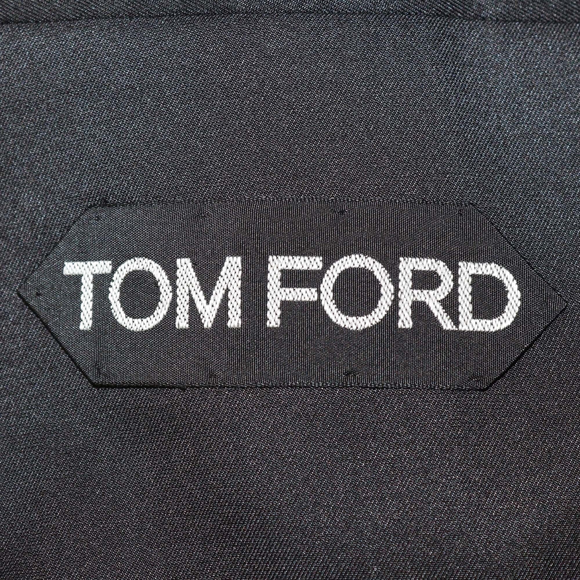 Tom Ford Black Silk & Cotton Single Breasted Blazer Womens Tom Ford 