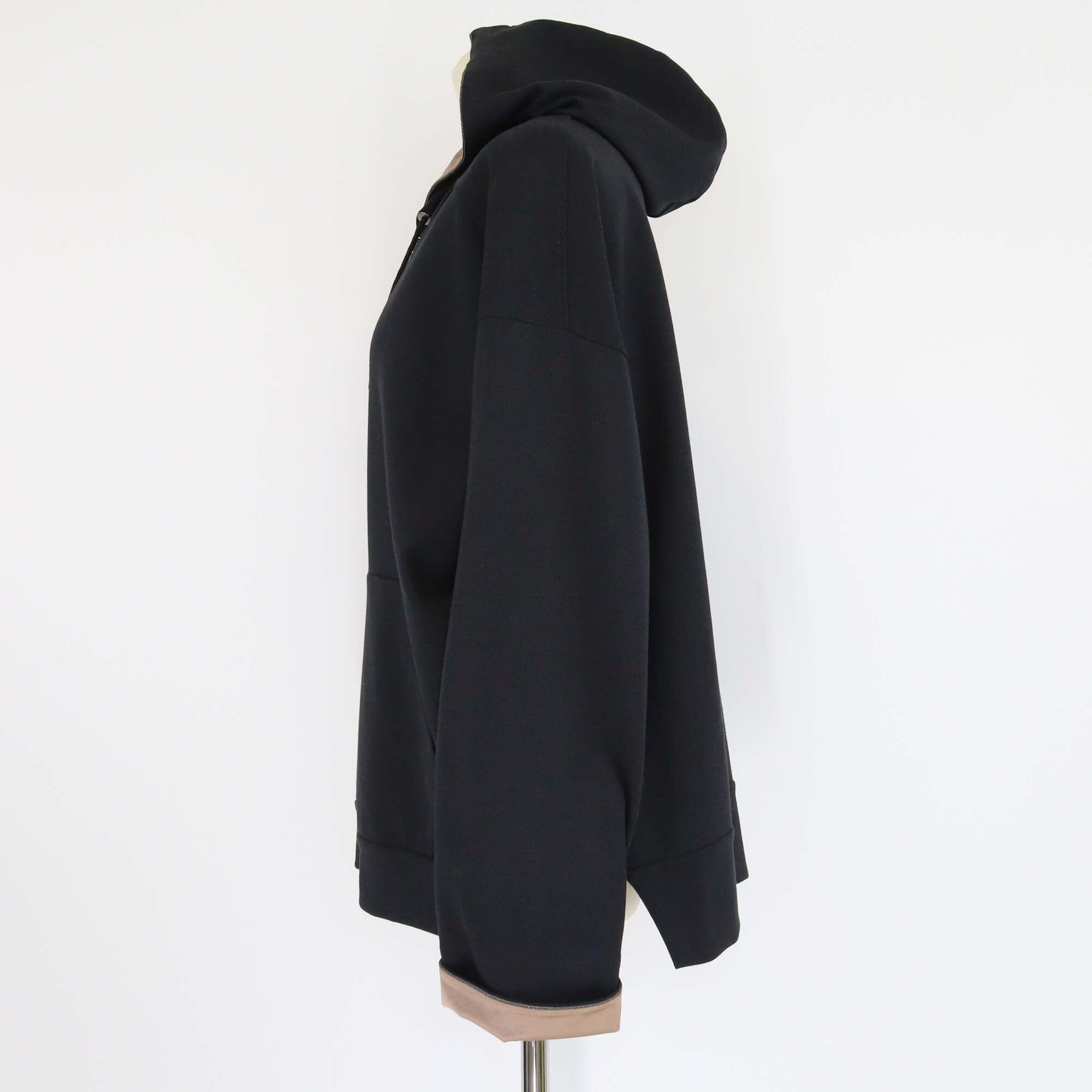 Brunello Cucinelli Black Cotton Beaded Detail Hoodie Womens Brunello Cucinelli 