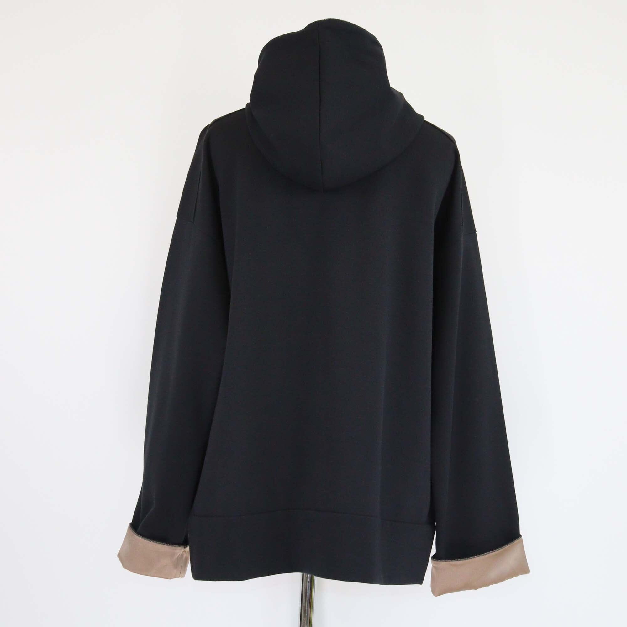 Brunello Cucinelli Black Cotton Beaded Detail Hoodie Womens Brunello Cucinelli 