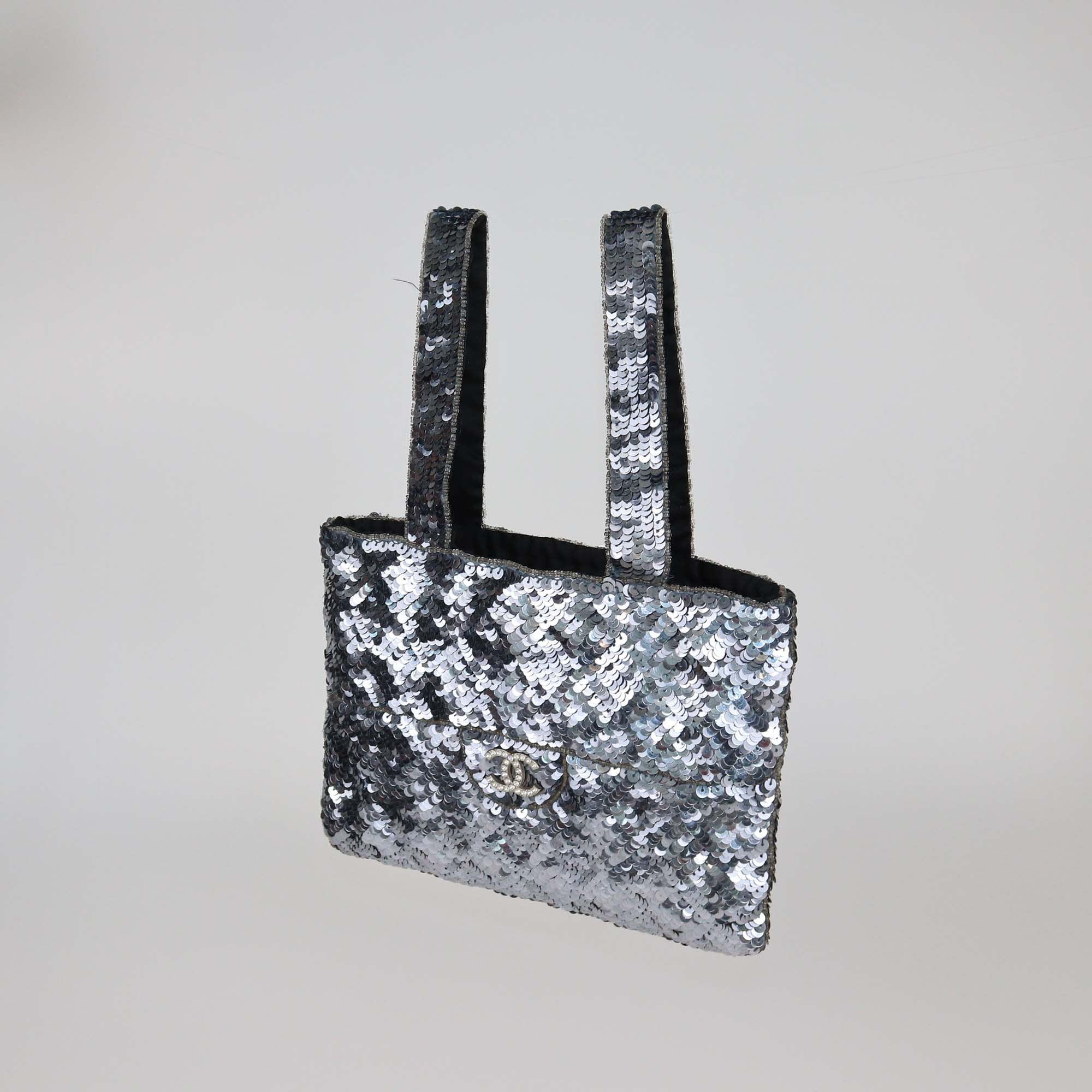 Chanel Metallic Sequins and Fabric Mini Trompe Le'oeil Tote