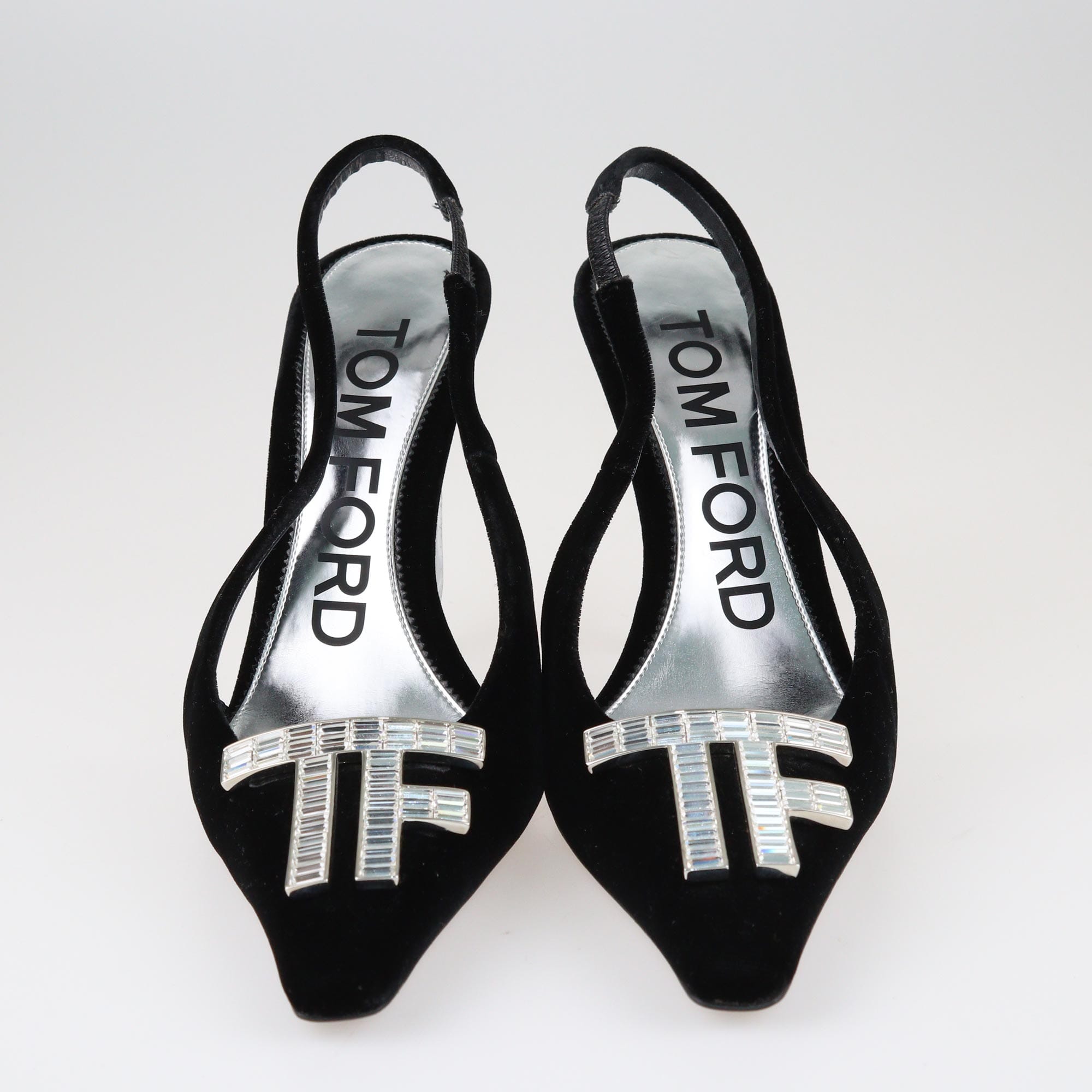 Tom Ford Black Crystal TF Slingback Pumps Shoes Tom Ford 