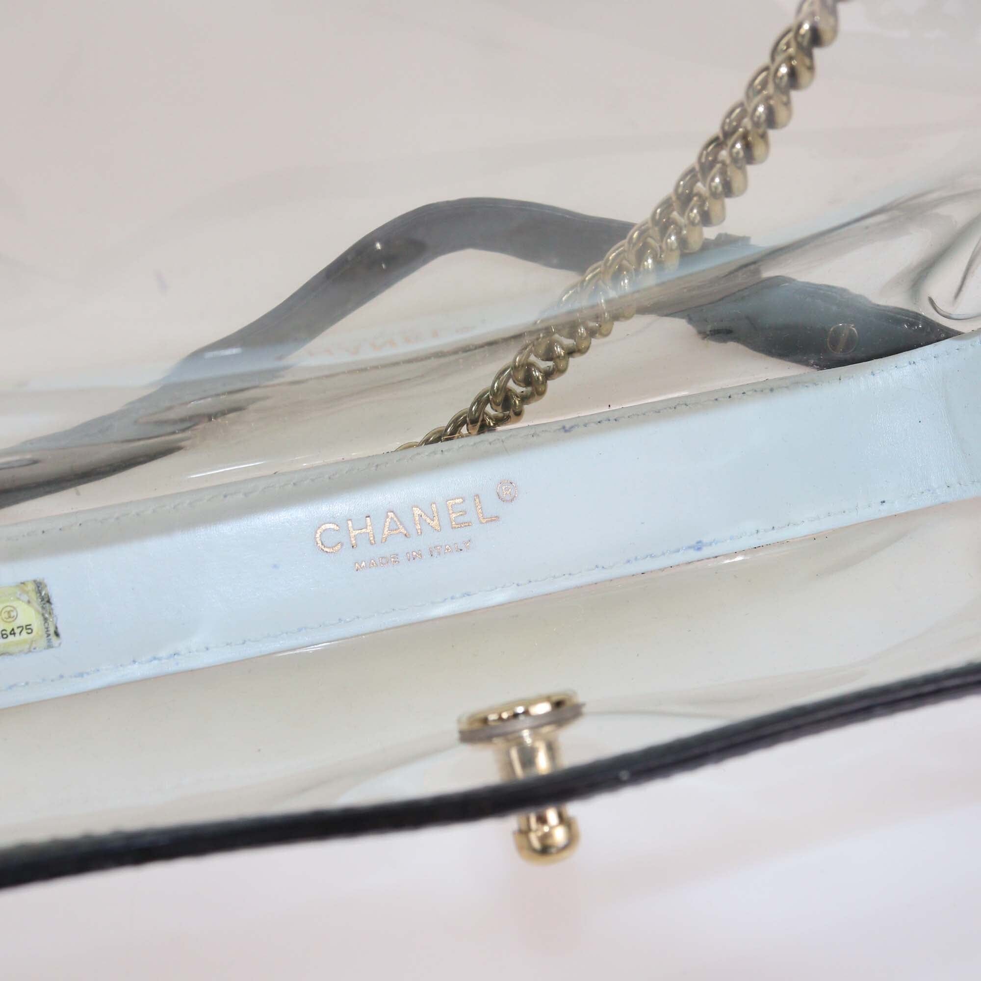 Chanel Black Transparent Vinyl Naked PVC Boy Flap Bag Womens Chanel 