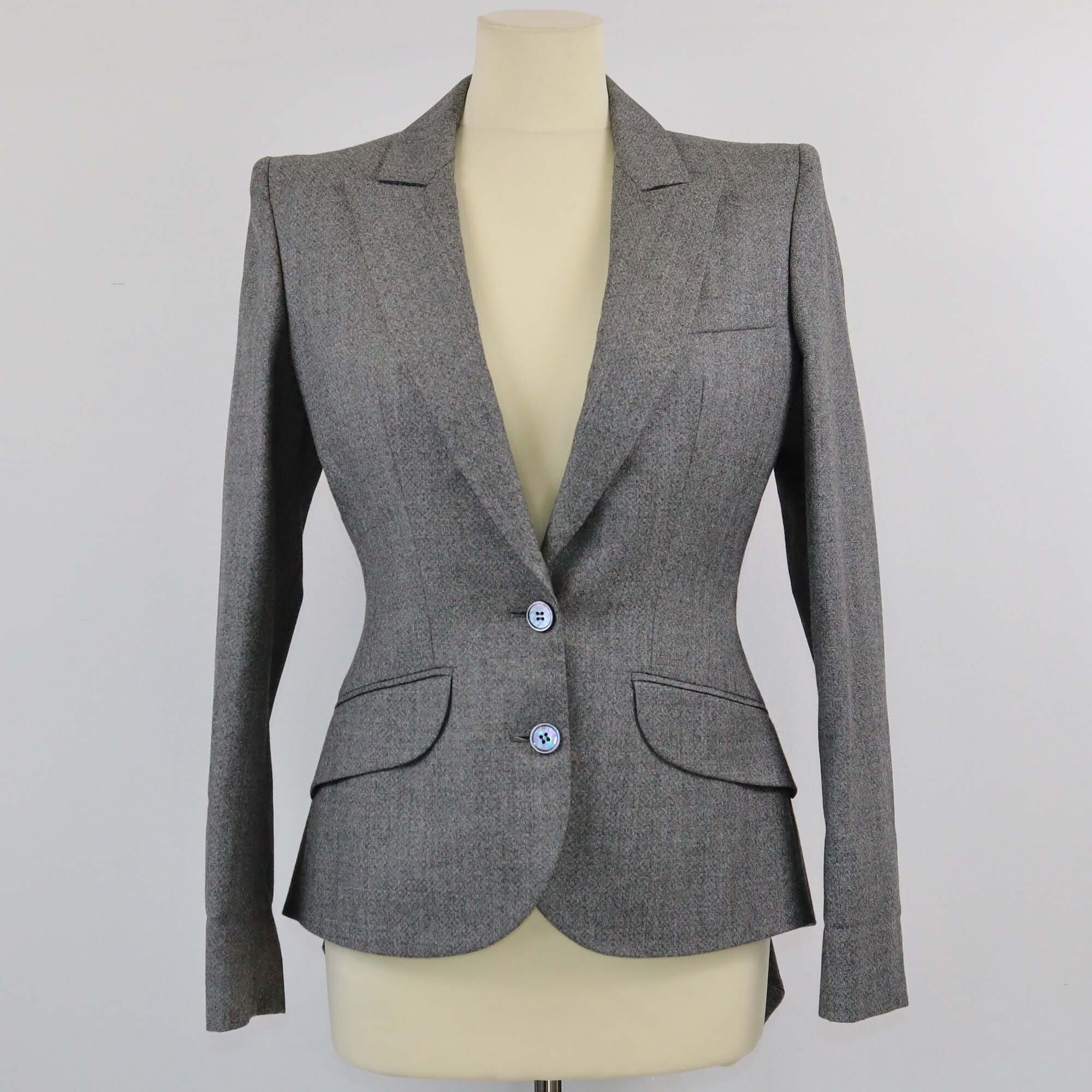 Alexander McQueen Grey Single Breasted Blazer Womens Alexander McQueen 