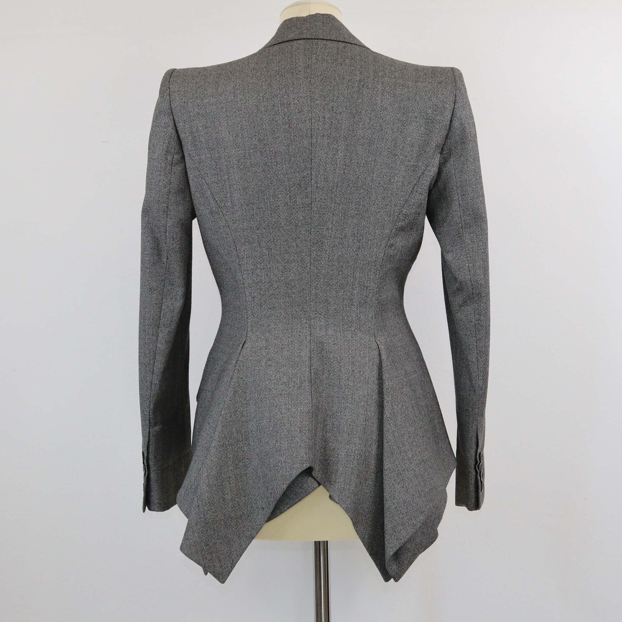 Alexander McQueen Grey Single Breasted Blazer Womens Alexander McQueen 