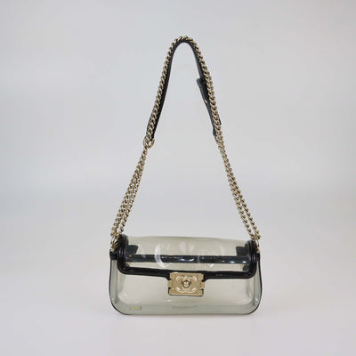 Chanel Black Transparent Vinyl Naked PVC Boy Flap Bag