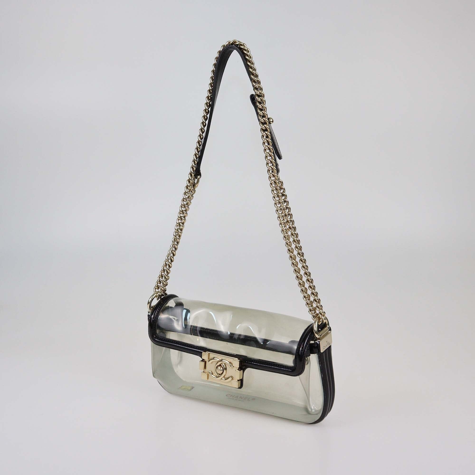 Chanel Black Transparent Vinyl Naked PVC Boy Flap Bag Womens Chanel 
