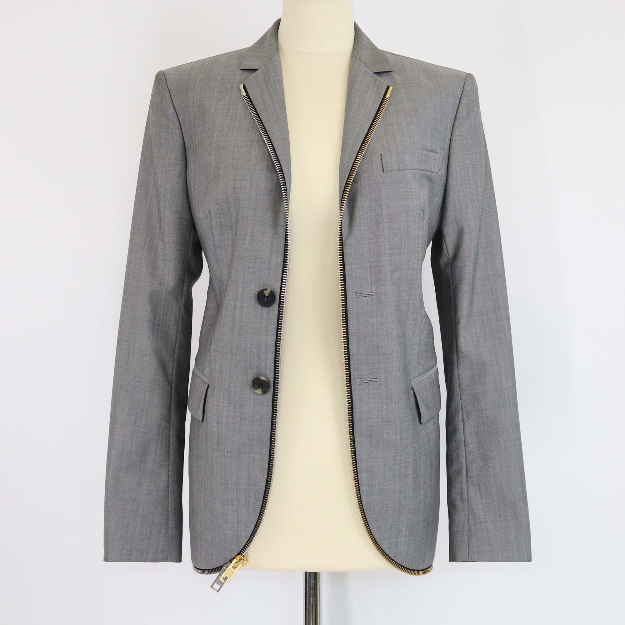 Alexander Wang Grey Wool & Mohair Zip Front Blazer Womens Alexander Wang 