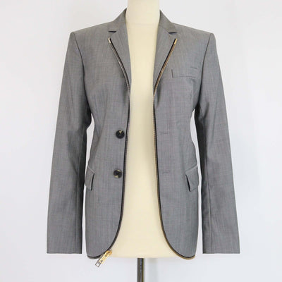 Alexander Wang Grey Wool & Mohair Zip Front Blazer Womens Alexander Wang 