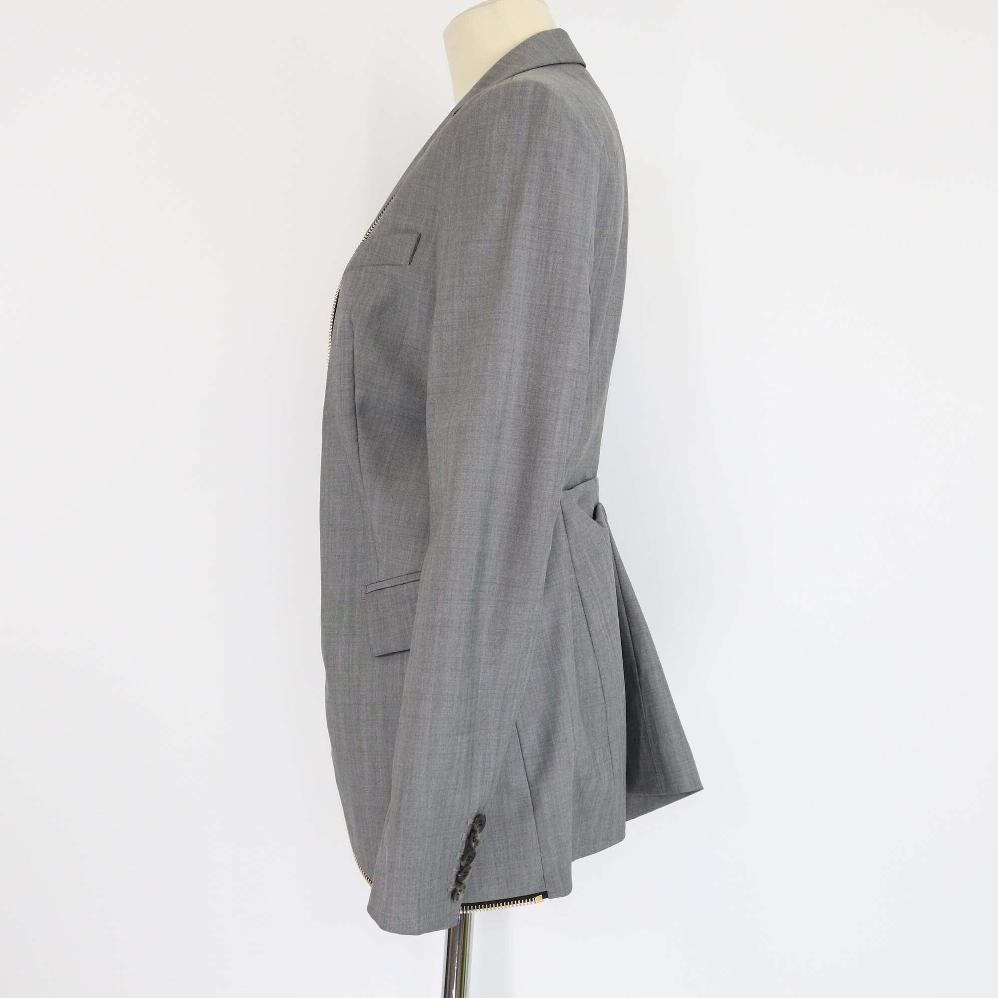 Alexander Wang Grey Wool & Mohair Zip Front Blazer Womens Alexander Wang 