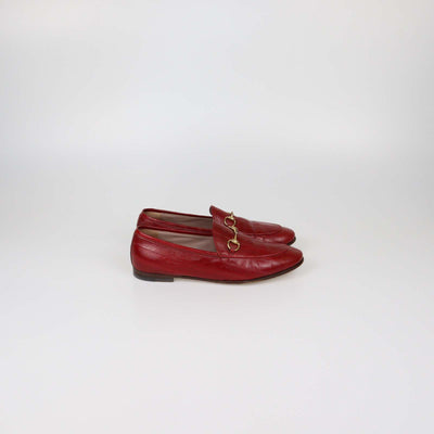 Gucci Red Eel Leather Jordaan Loafers