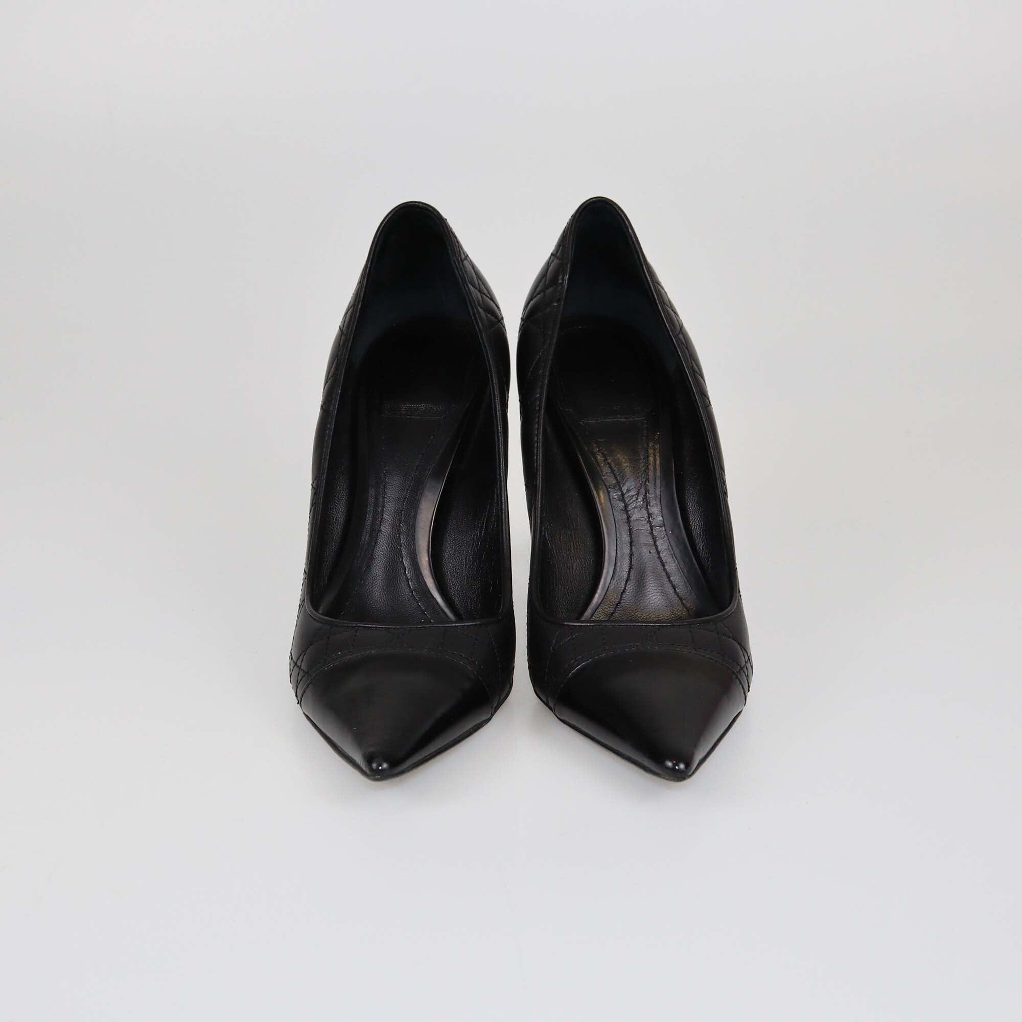 Christian Dior Black Cannage Cap Toe Pumps Womens Christian Dior 