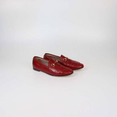 Gucci Red Eel Leather Jordaan Loafers