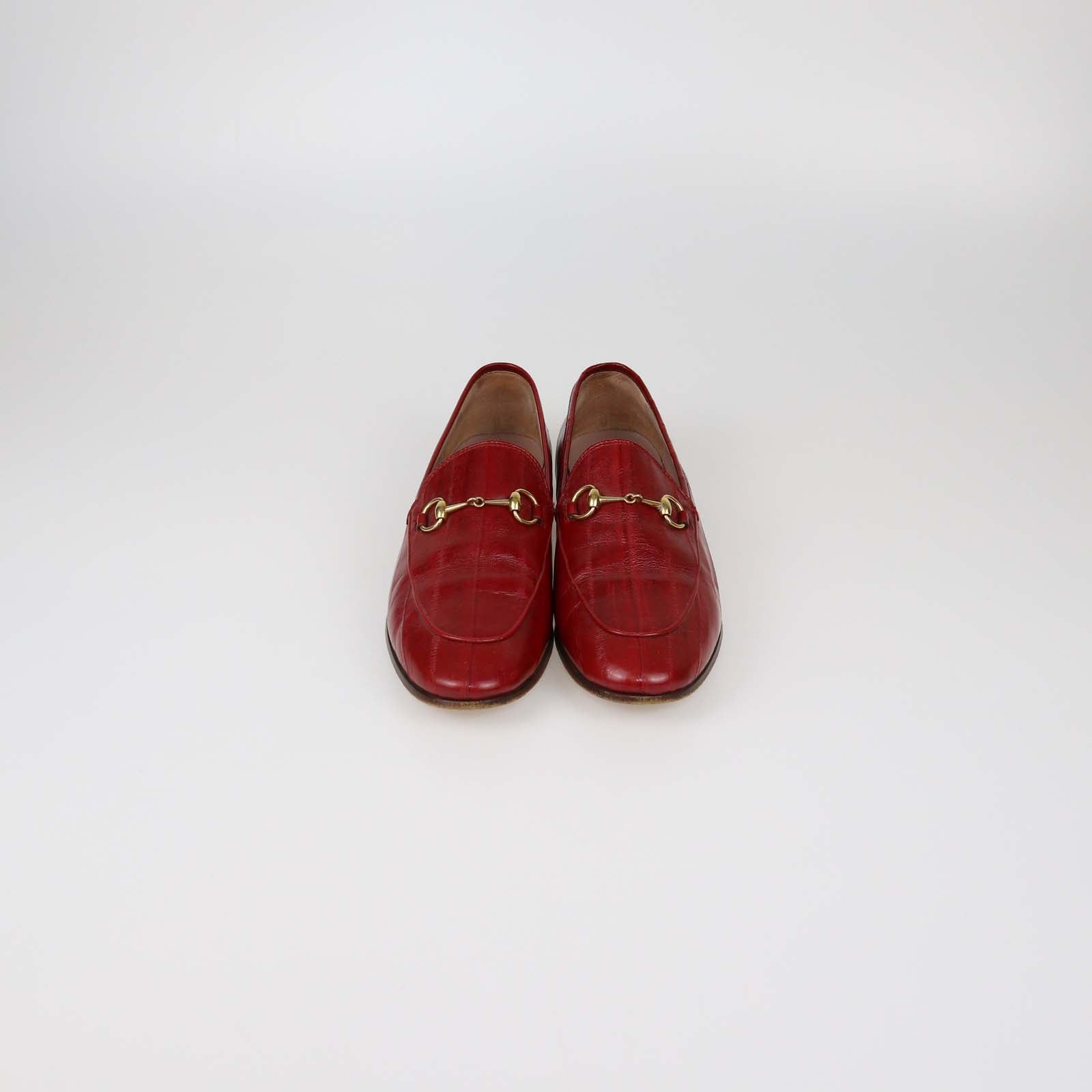 Gucci Red Eel Leather Jordaan Loafers