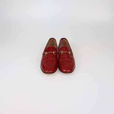 Gucci Red Eel Leather Jordaan Loafers