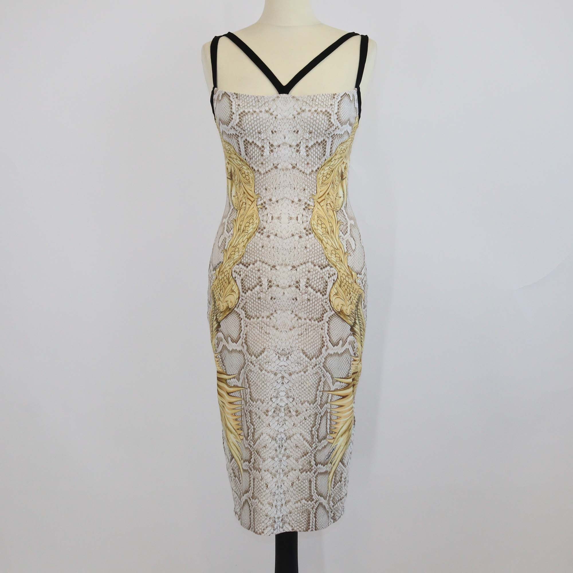 Roberto Cavalli Beige/Yellow Animal Print Sleeveless Mini Dress