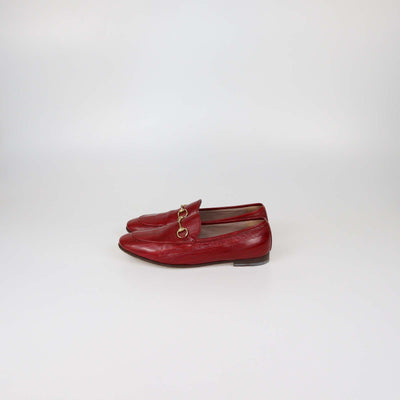 Gucci Red Eel Leather Jordaan Loafers
