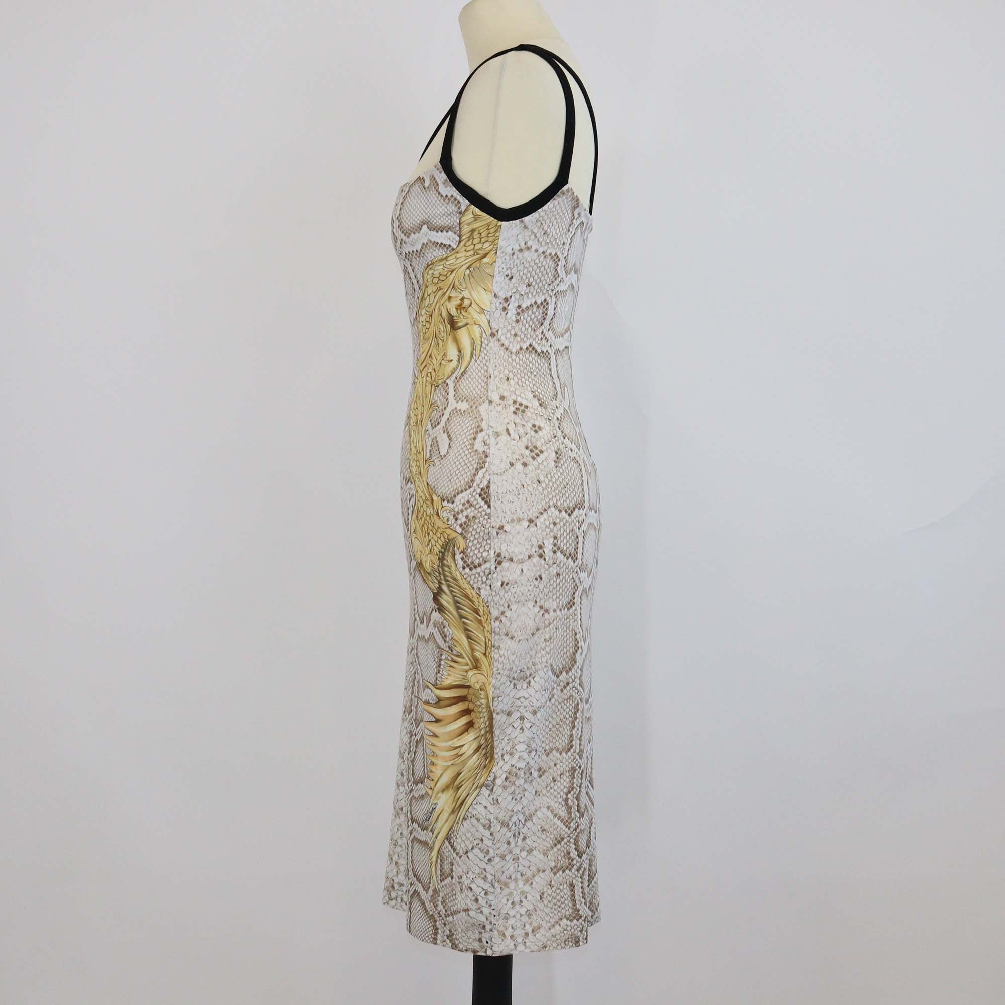 Roberto Cavalli Beige/Yellow Animal Print Sleeveless Mini Dress