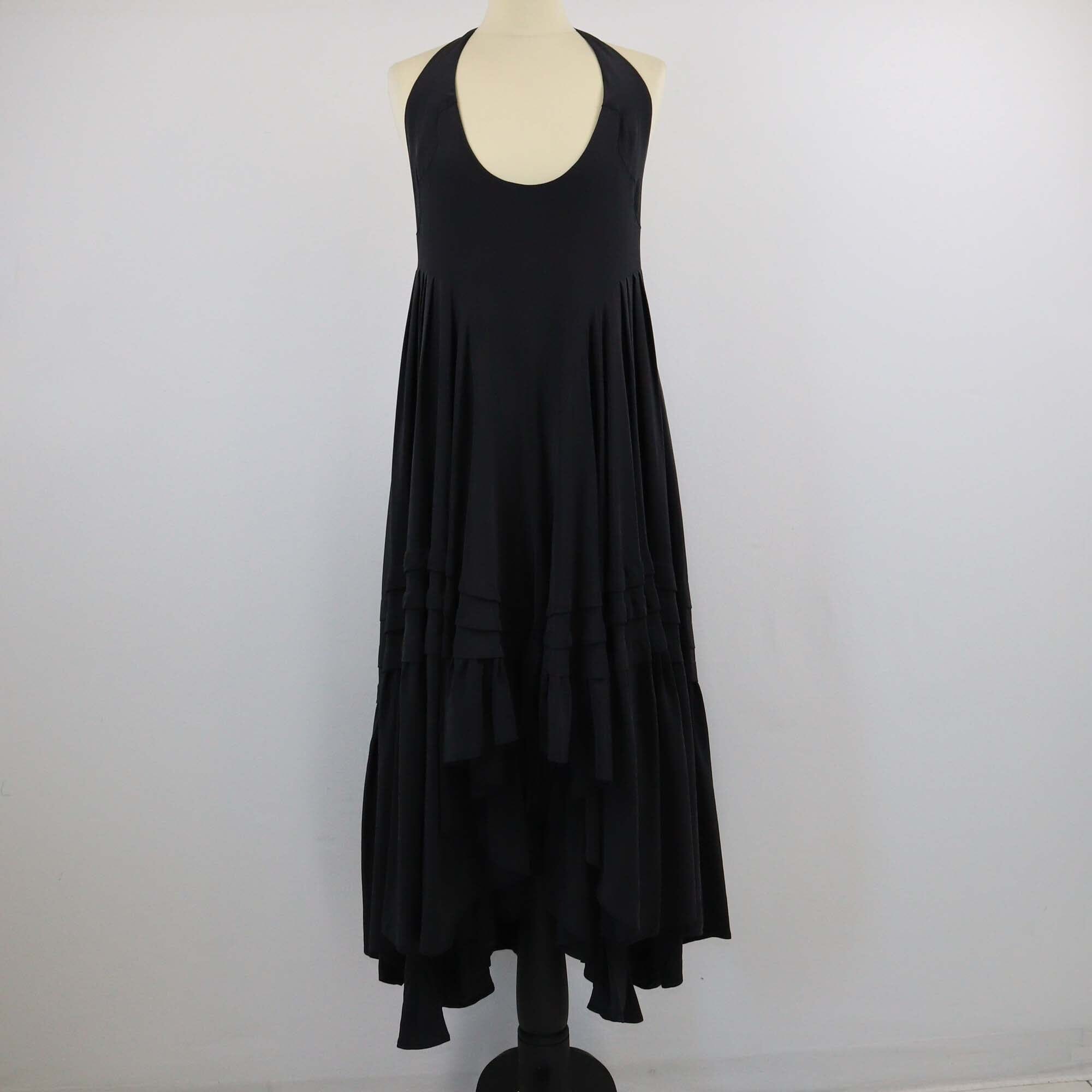 Balenciaga Black Halterneck Layer Pleated Midi Dress Womens Balenciaga 