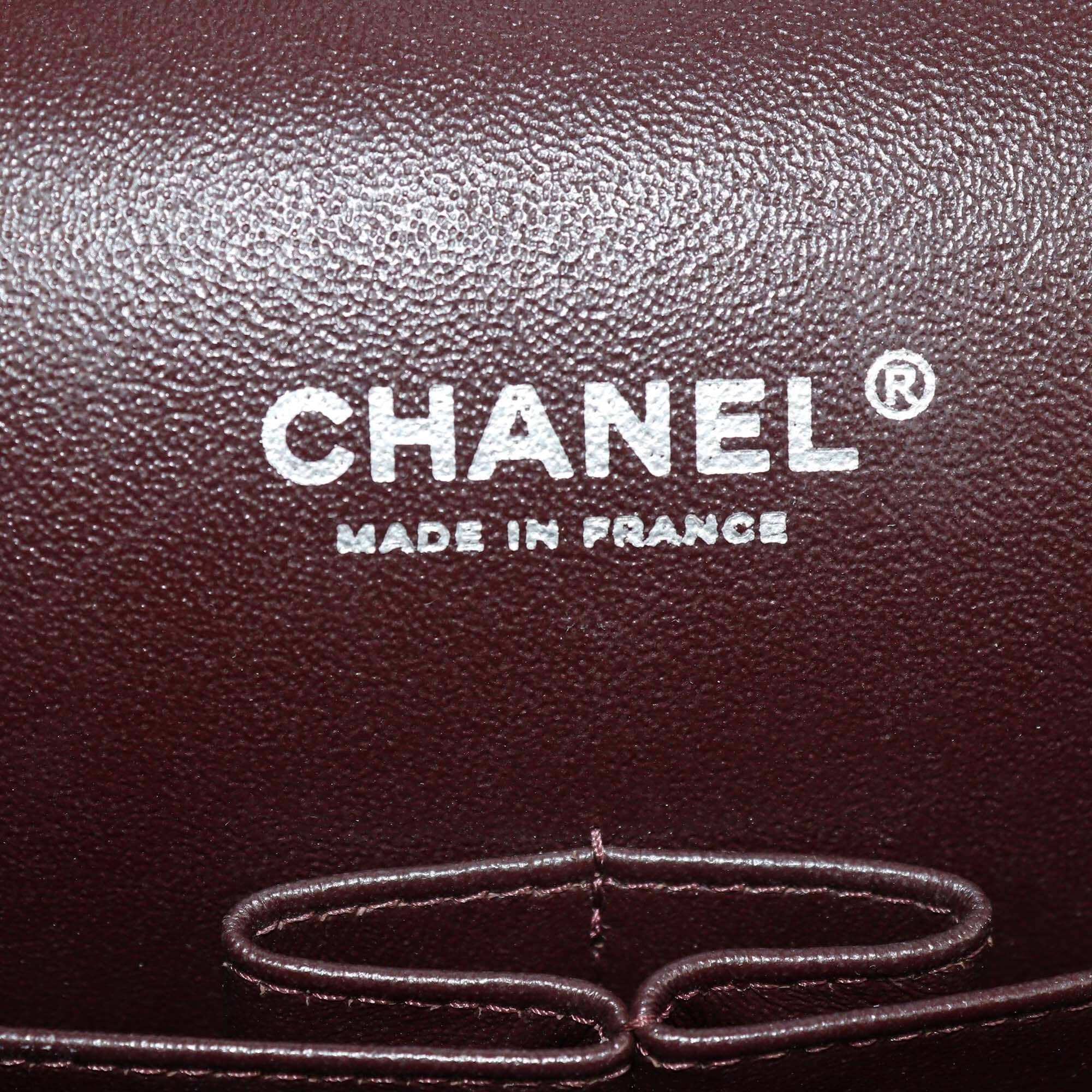 Chanel Burgundy Quilted Caviar Leather Maxi Classic Double Flap Bag Womens Chanel 