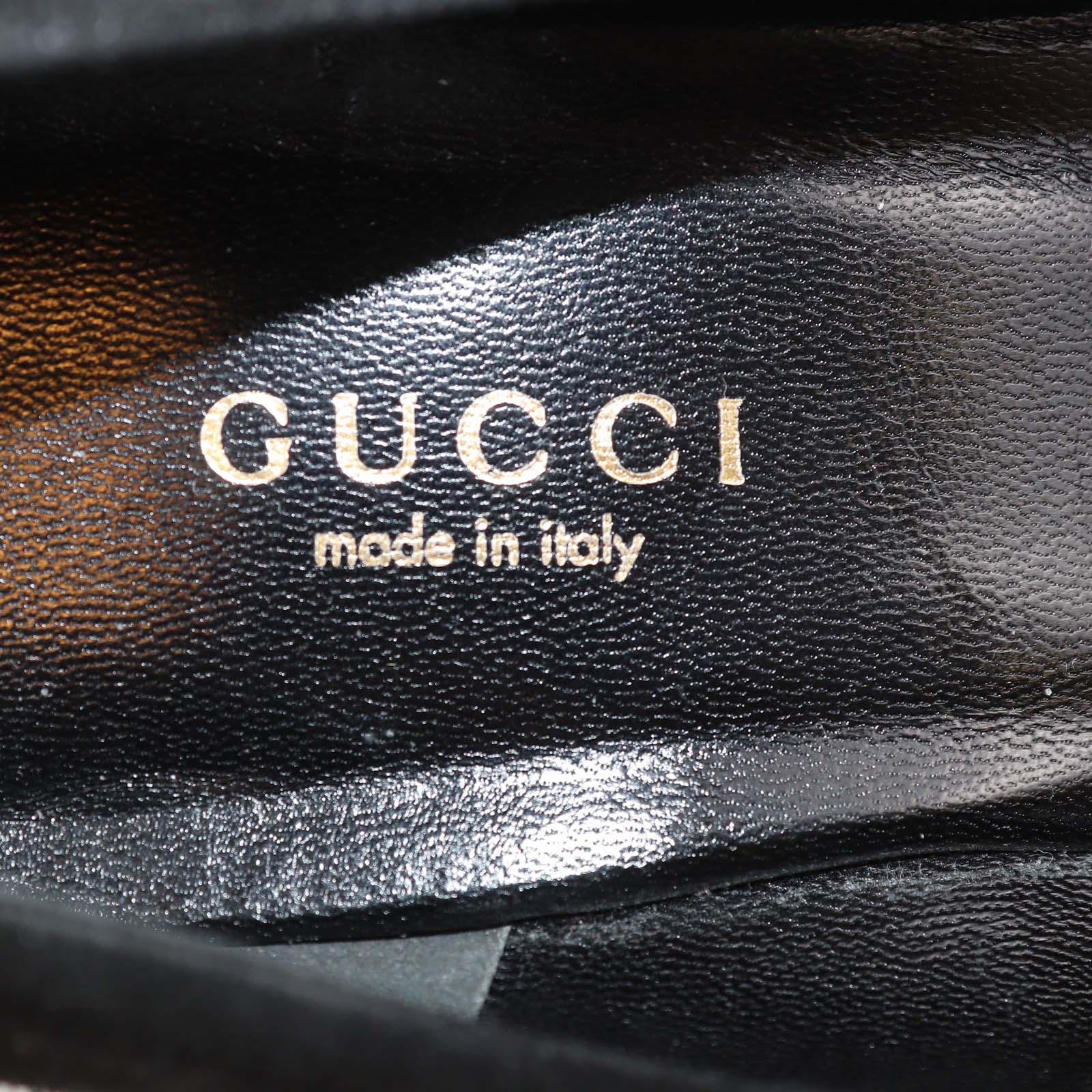 Gucci Black Suede Buckle Detail Block Heel Pumps