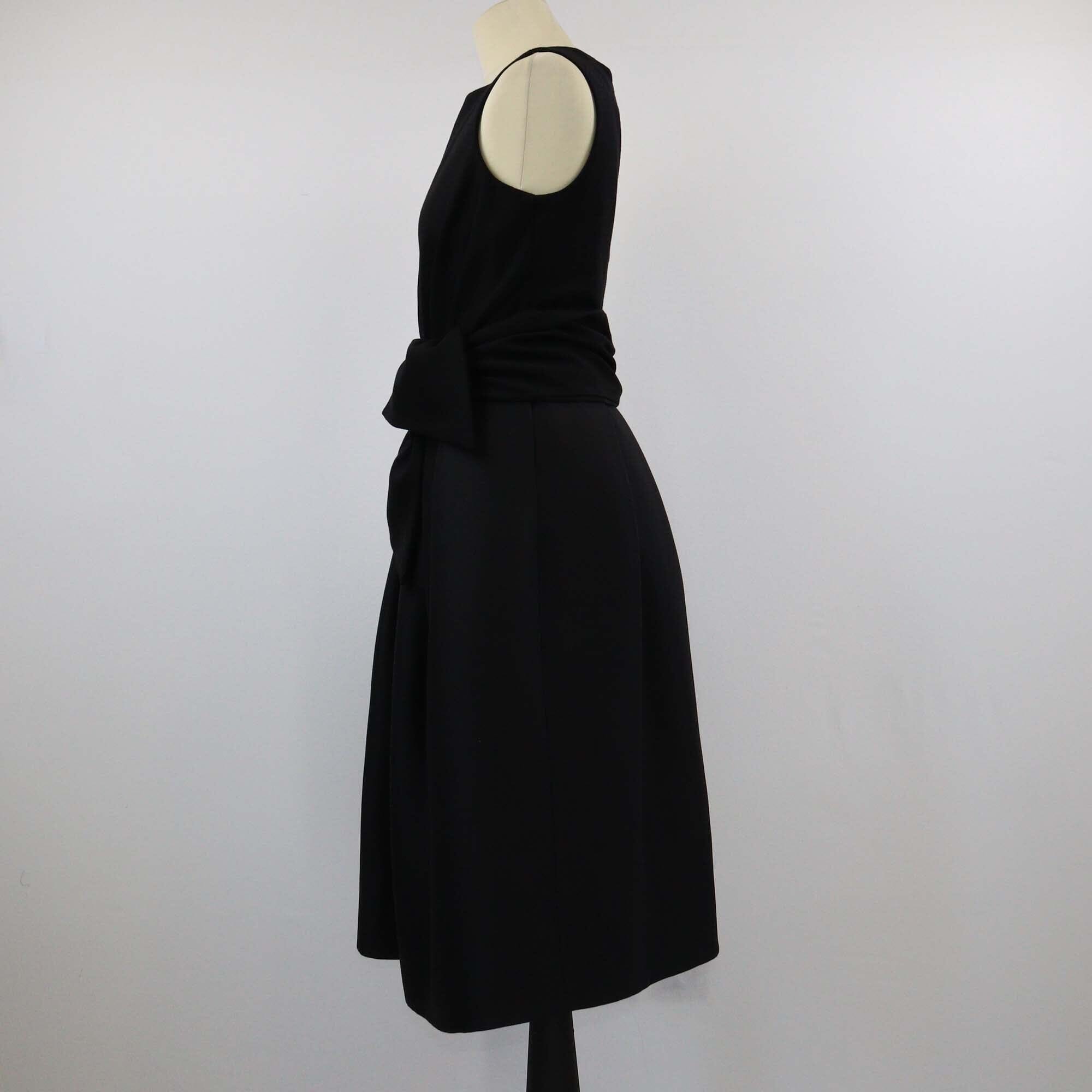 Giambattista Valli Black Bateu Neckline Sleeveless Belted Midi Dress Womens Giambattista Valli 