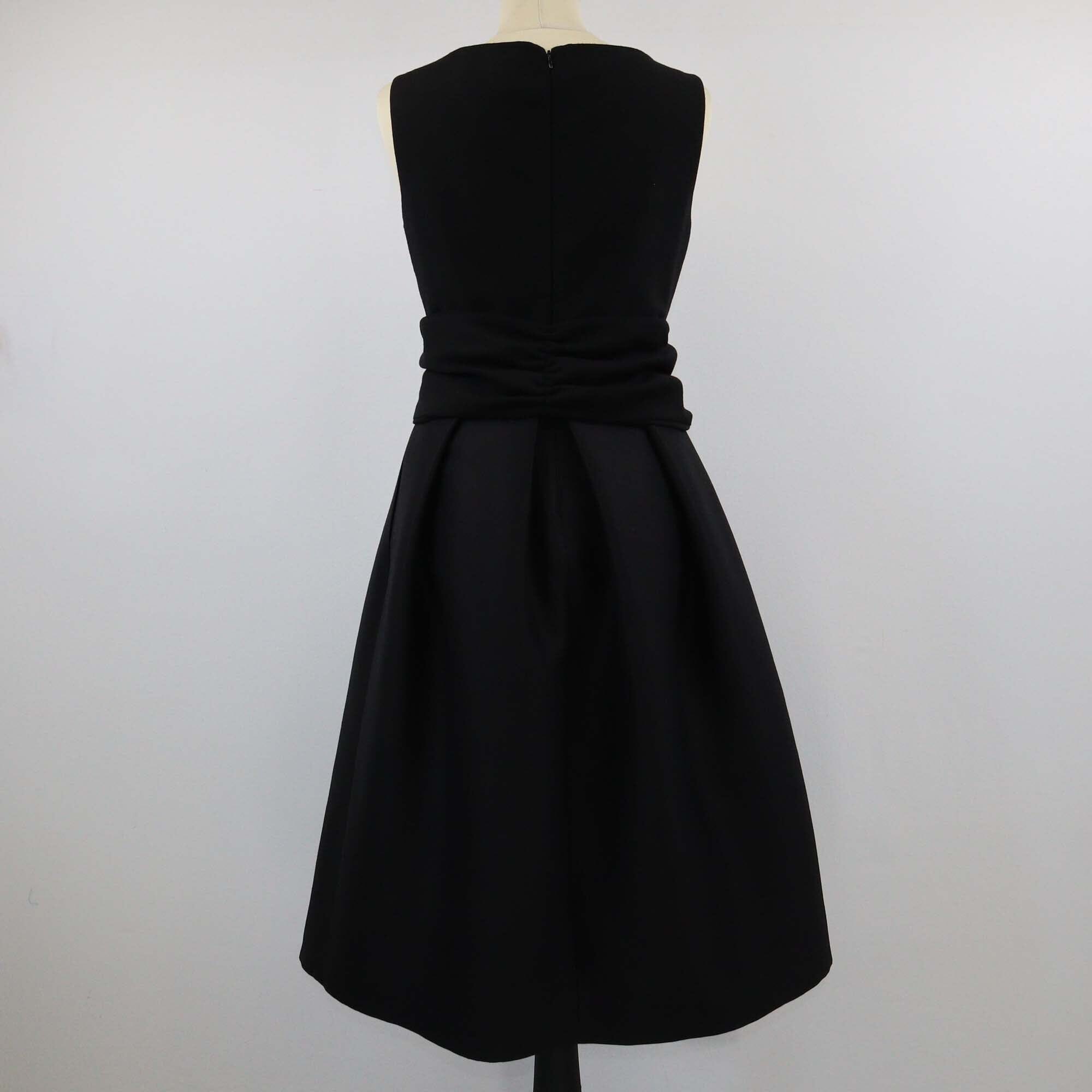 Giambattista Valli Black Bateu Neckline Sleeveless Belted Midi Dress Womens Giambattista Valli 