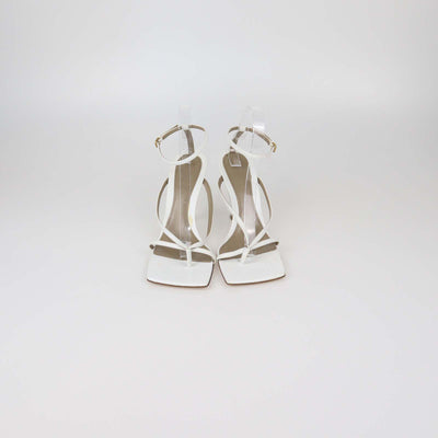 Bottega Veneta White Leather Stretch Ankle Strap Sandals