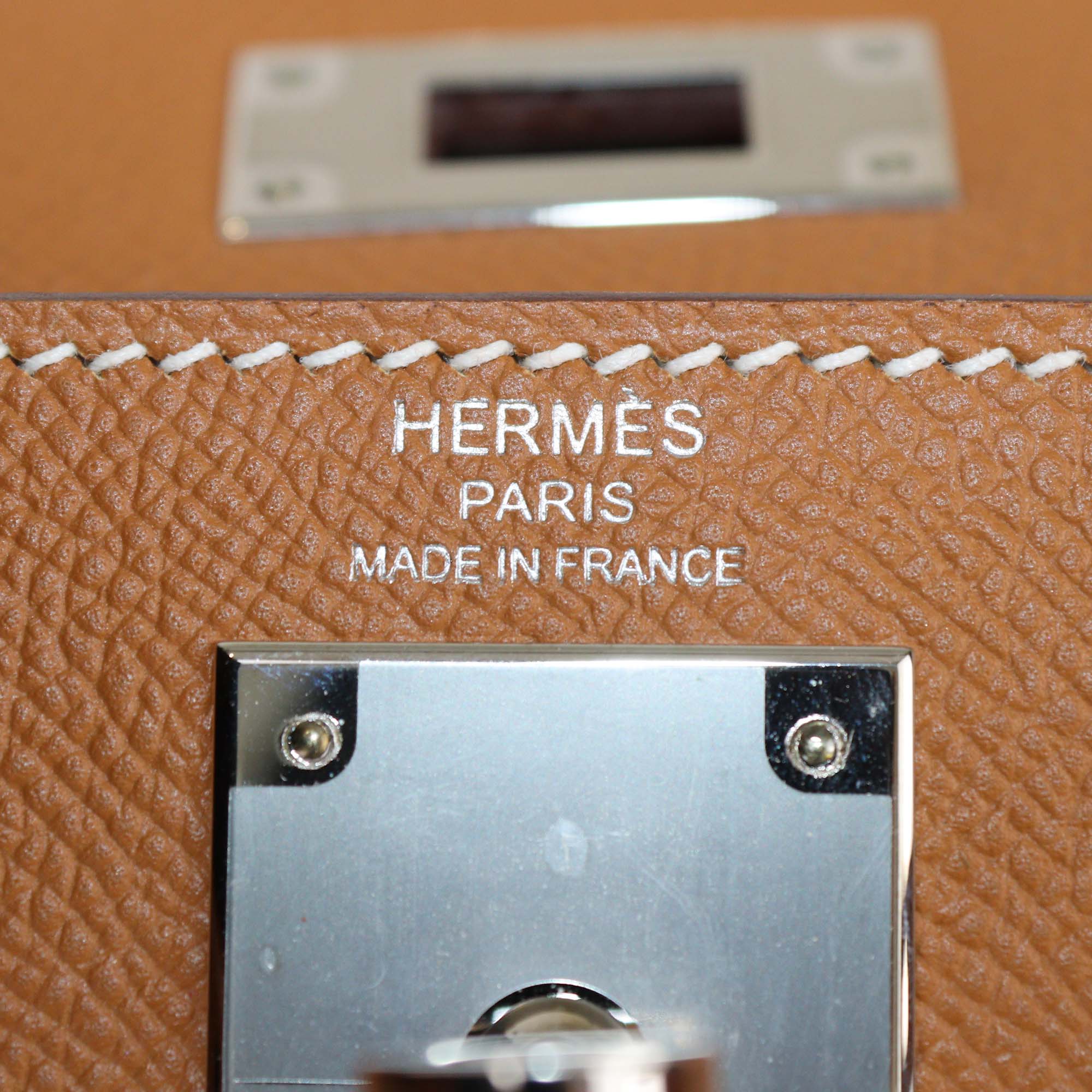 Hermes Gold Epsom Leather Palladium Hardware Kelly Sellier 28 Bag