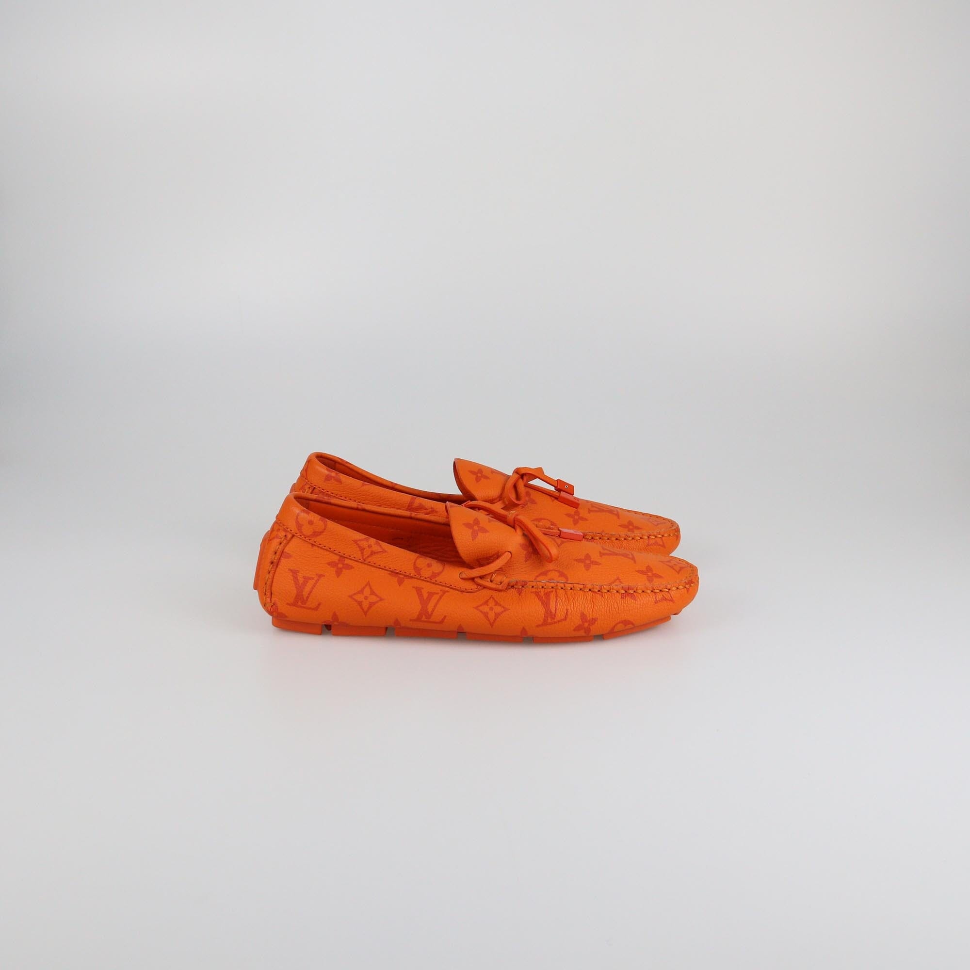 Louis Vuitton Orange Monogram LV Driver Moccasins Mens Louis Vuitton 